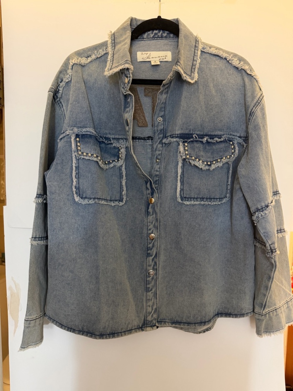 Vintage Havana Light Wash Blue Denim Jacket Collar Label